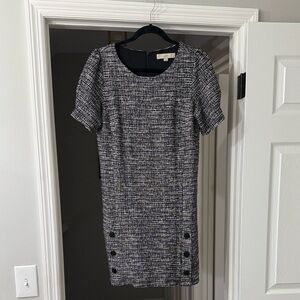LOFT Black and White Textured Mini Dress
